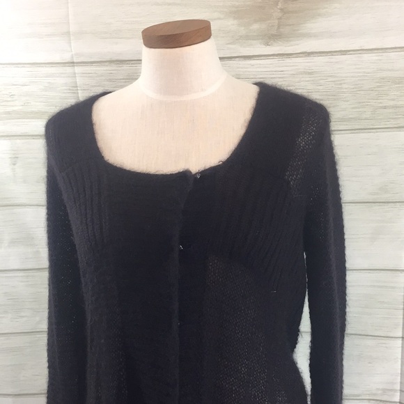 Eileen Fisher black mohair duster cardigan PM - Picture 3 of 13